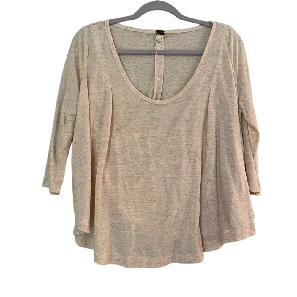 We The Free Womens Beige Regular Casual Scoop Neck Swing T-Shirt Top Size XS